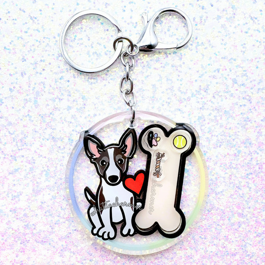 Black and White Rat Terrier Shaker Keychain