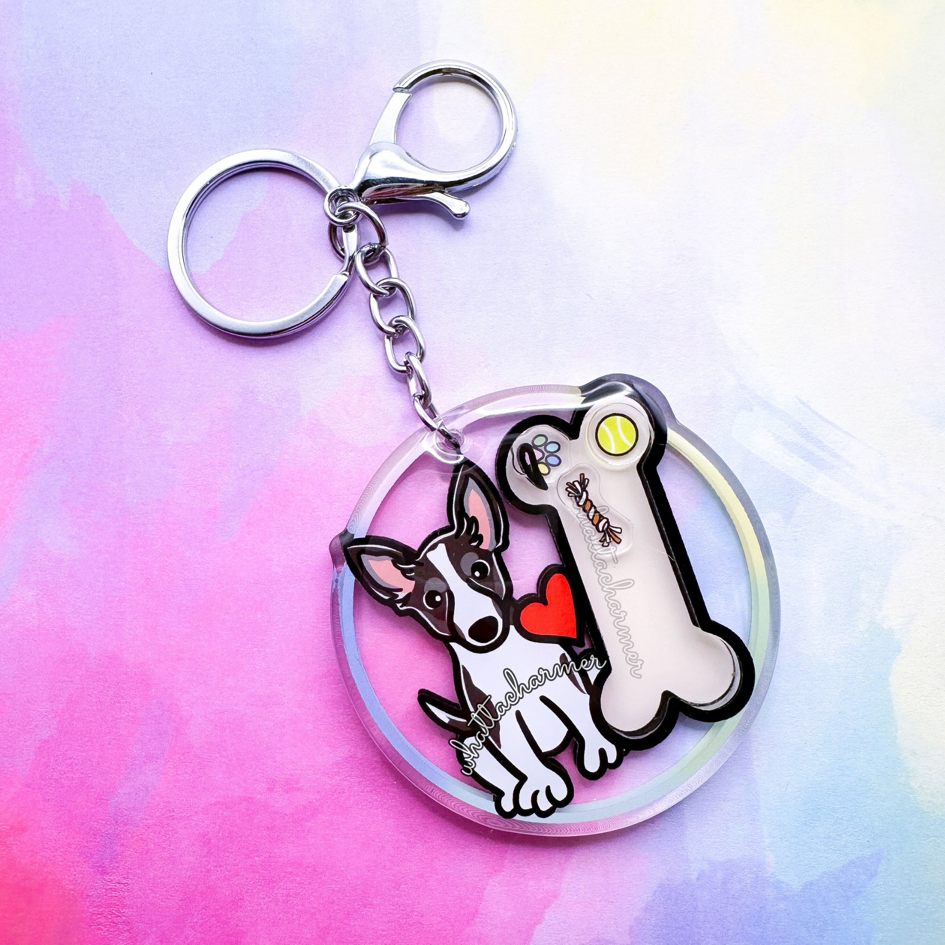 Black and White Rat Terrier Keychain