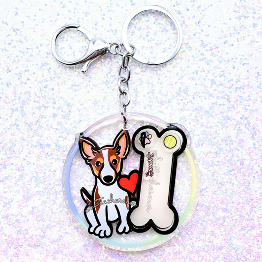 Chocolate Tri Rat Terrier Shaker Keychain