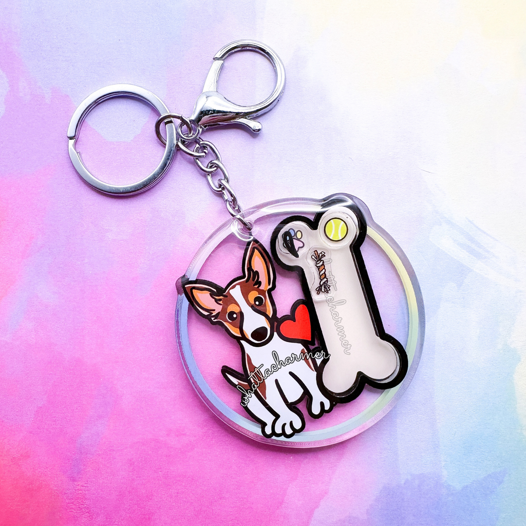 Chocolate Tri Rat Terrier Keychain