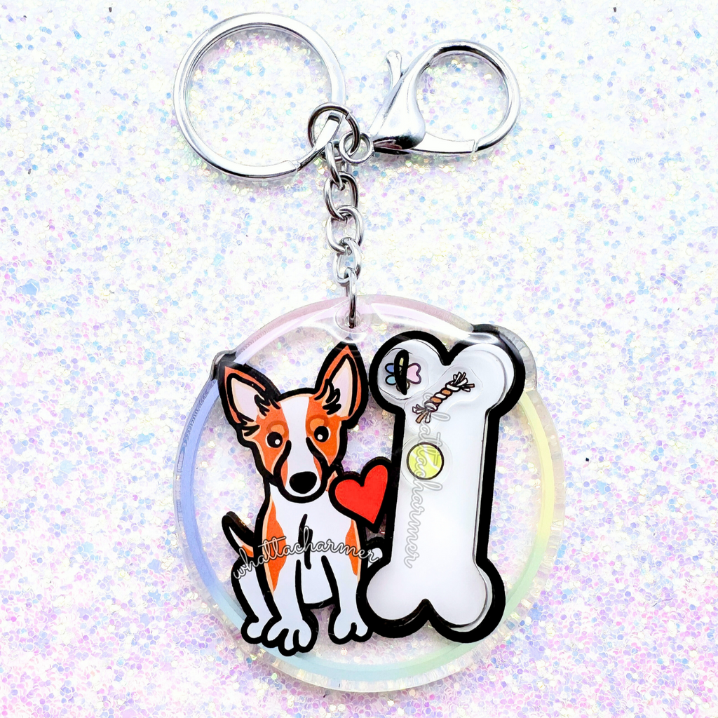 Red and White Rat Terrier Keychain