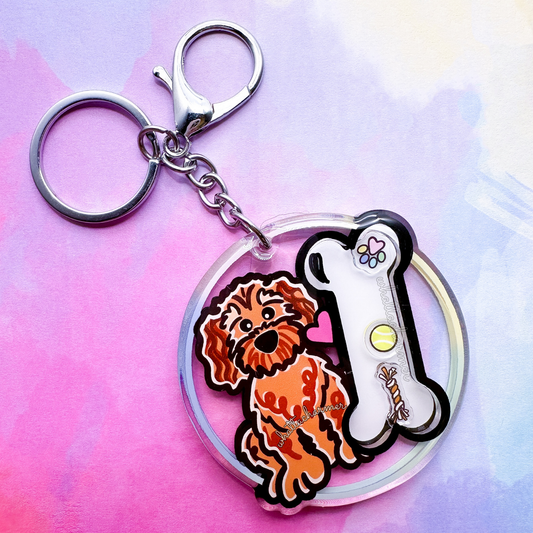 Red Goldendoodle Shaker Keychain