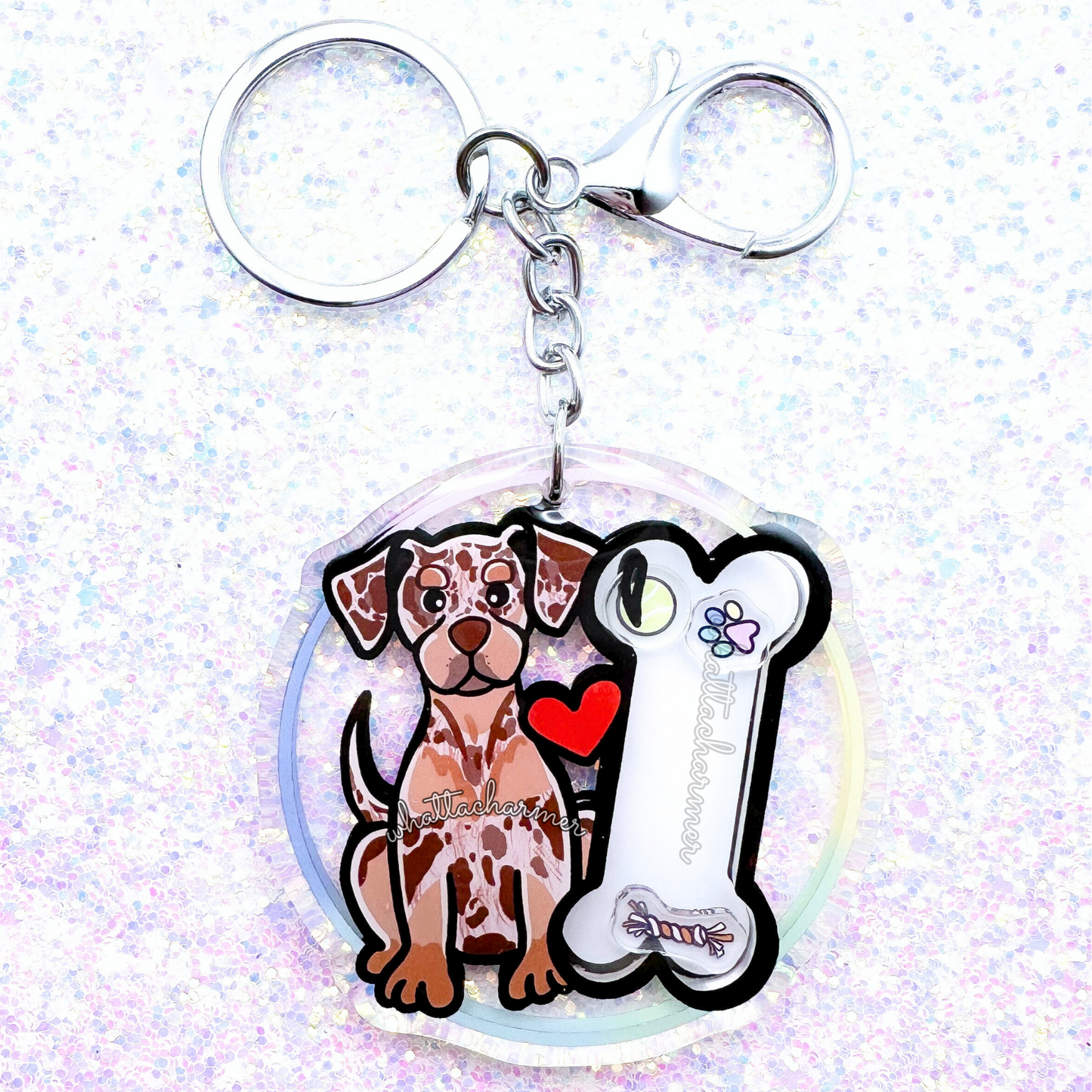 Red Merle Catahoula Leopard Dog Shaker Keychain