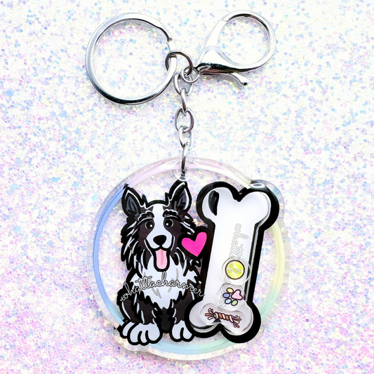 Black Shetland Sheepdog Shaker Keychain