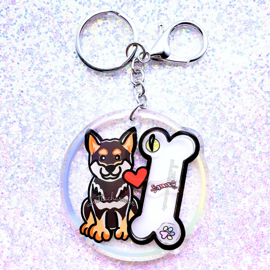 Black and Tan Shiba Inu Shaker Keychain