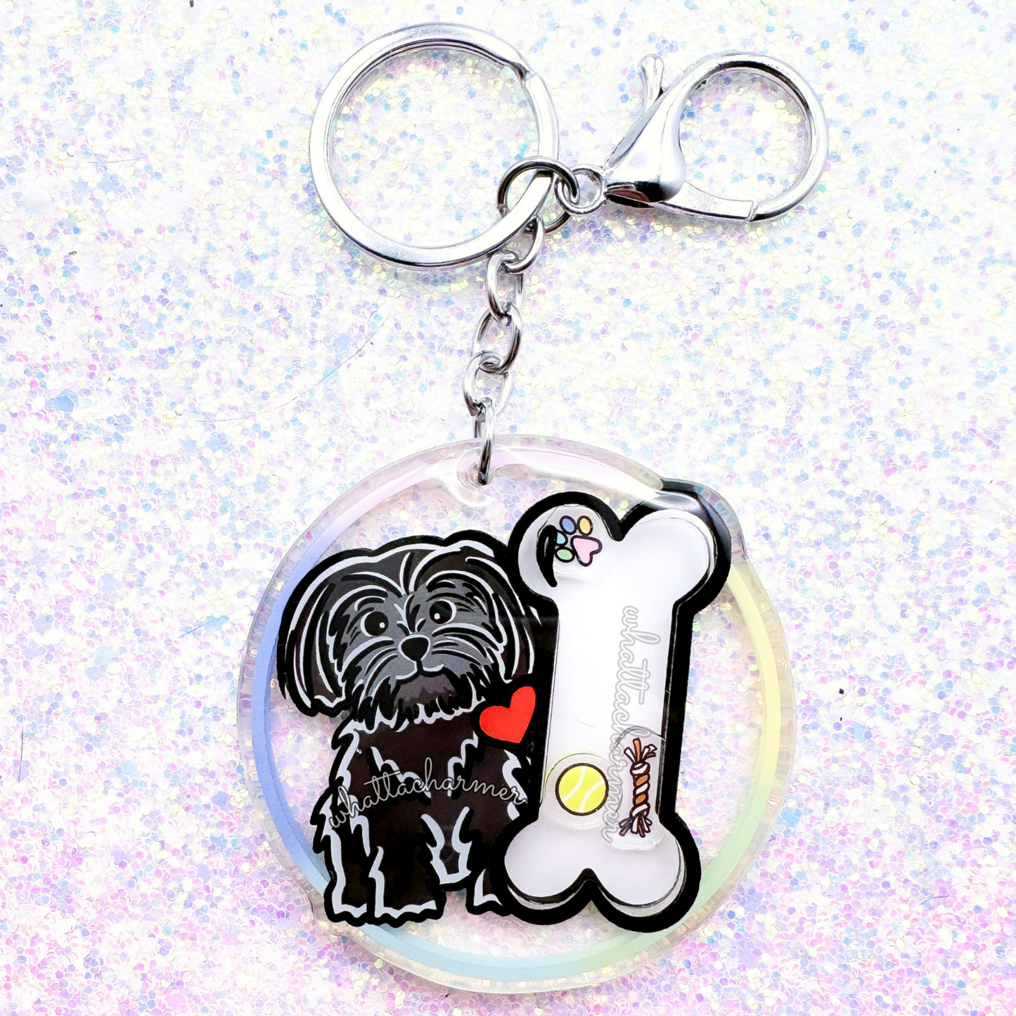 Black Shih Tzu Shaker Keychain