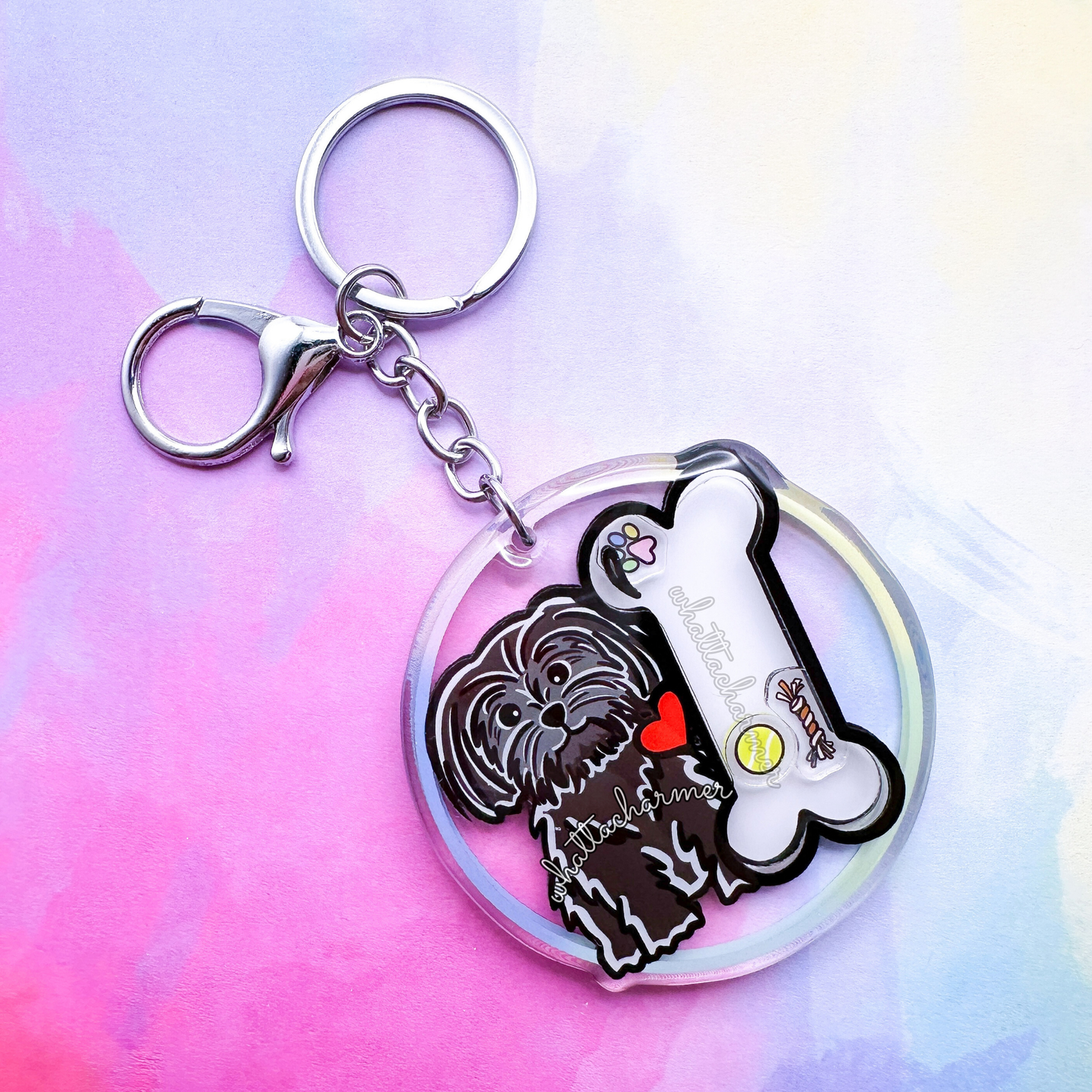 Black Shih Tzu Shaker Keychain