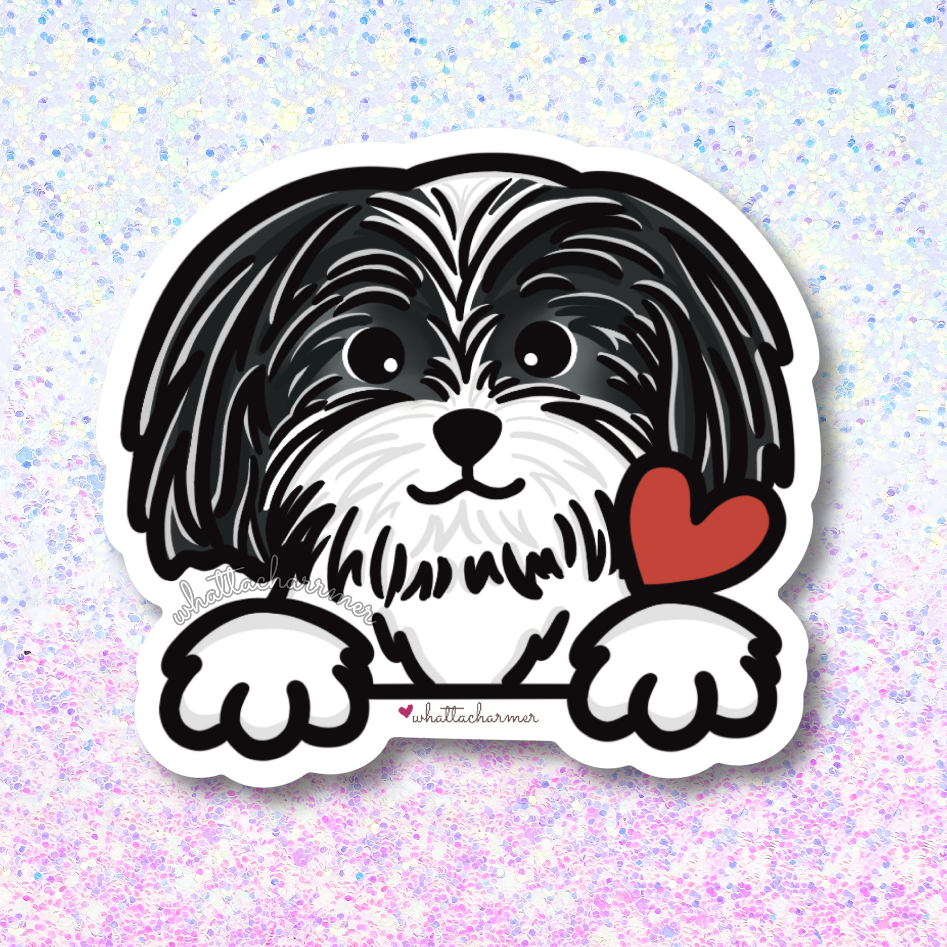 Black and White Shih Tzu Sticker
