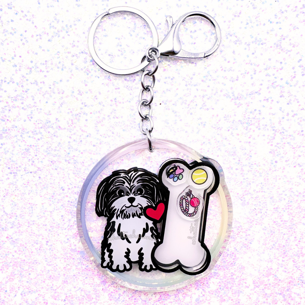 Black and White Shih Tzu Keychain
