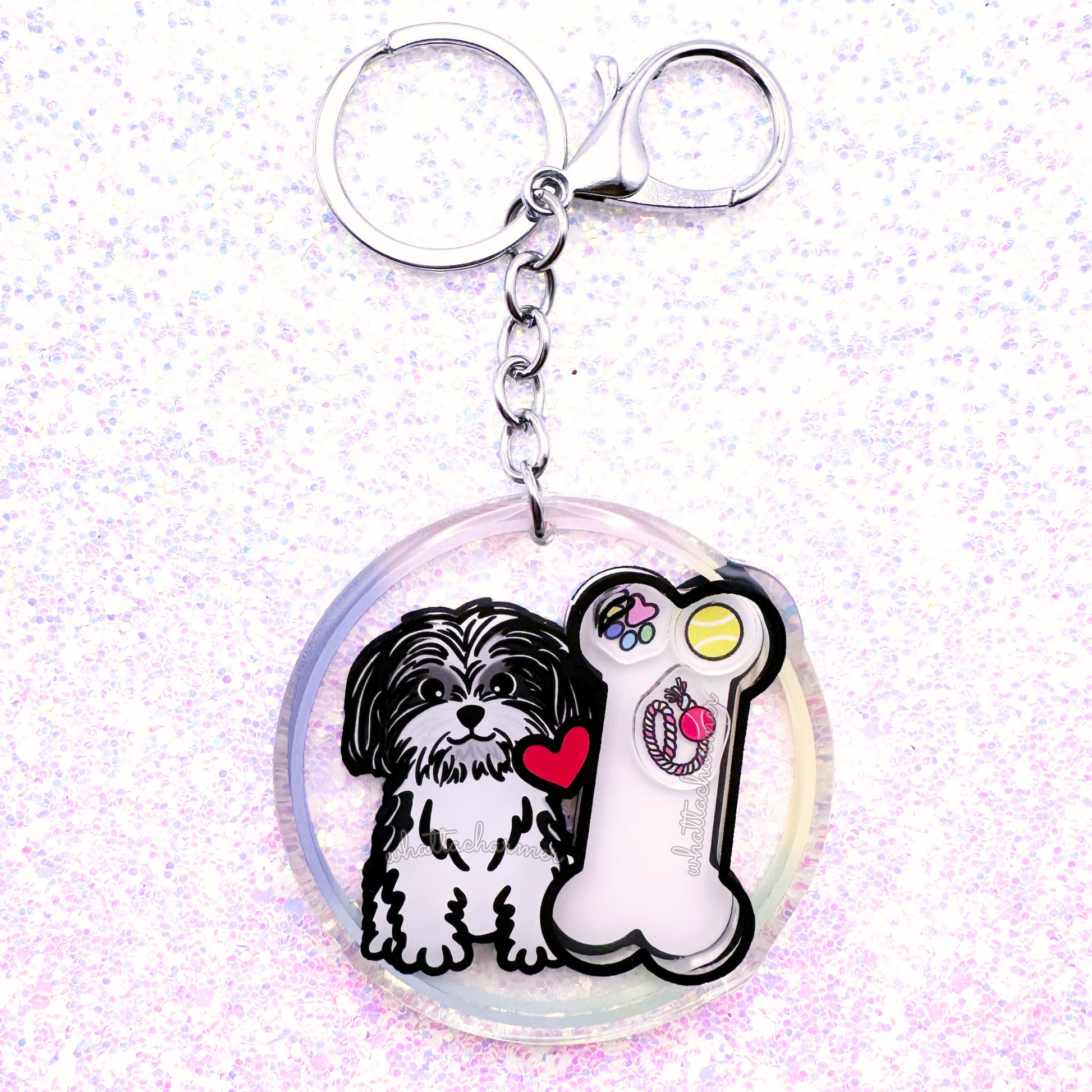 Black and White Shih Tzu Keychain