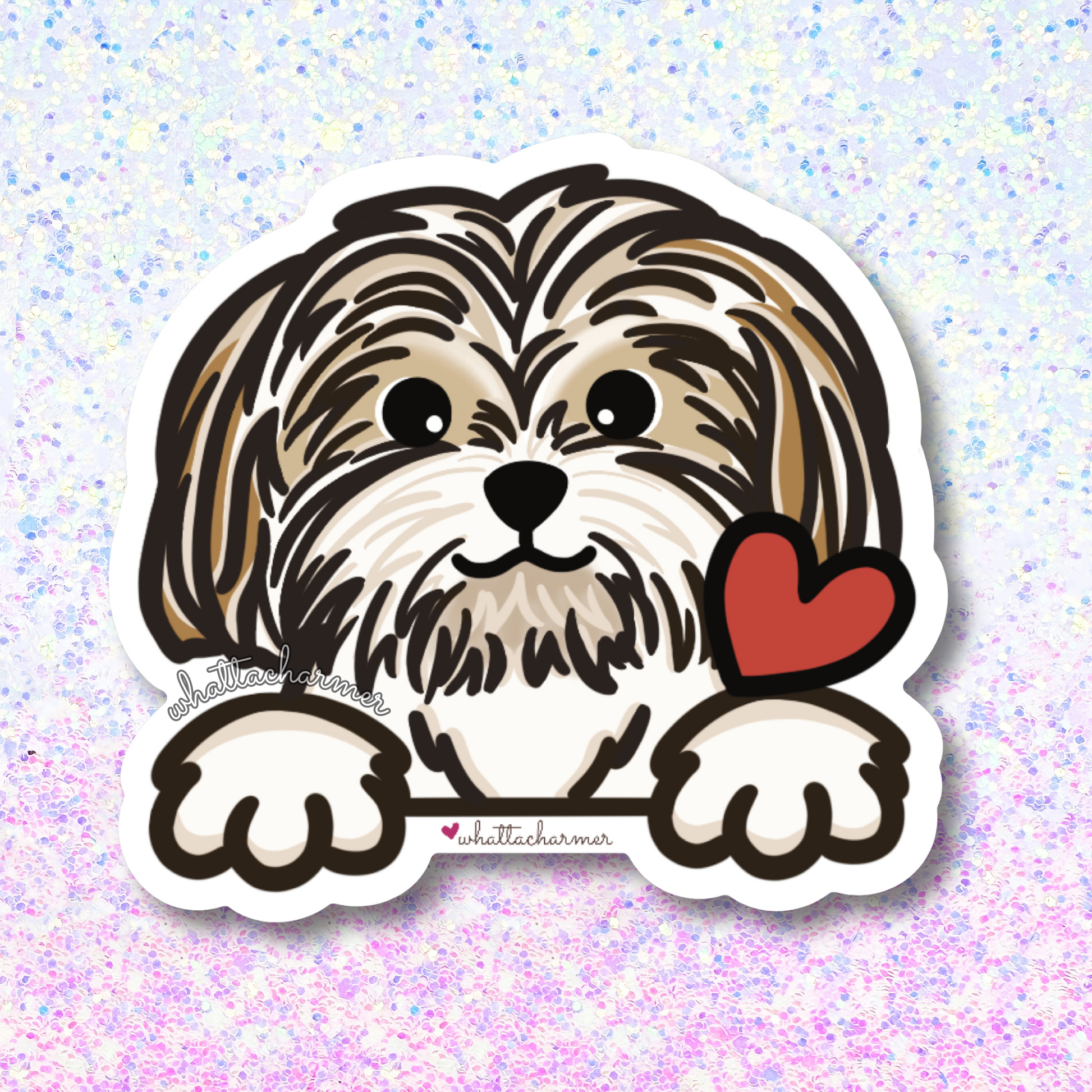 Gold and White Shih Tzu Sticker