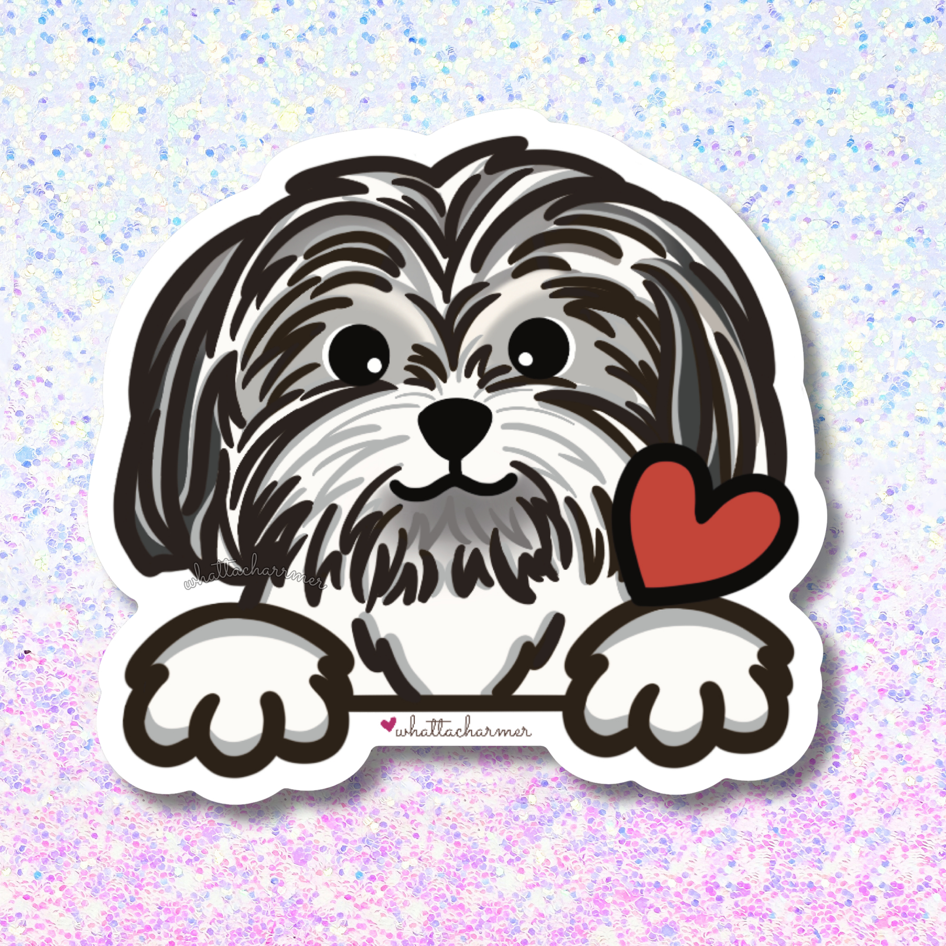 Gray and White Shih Tzu Sticker