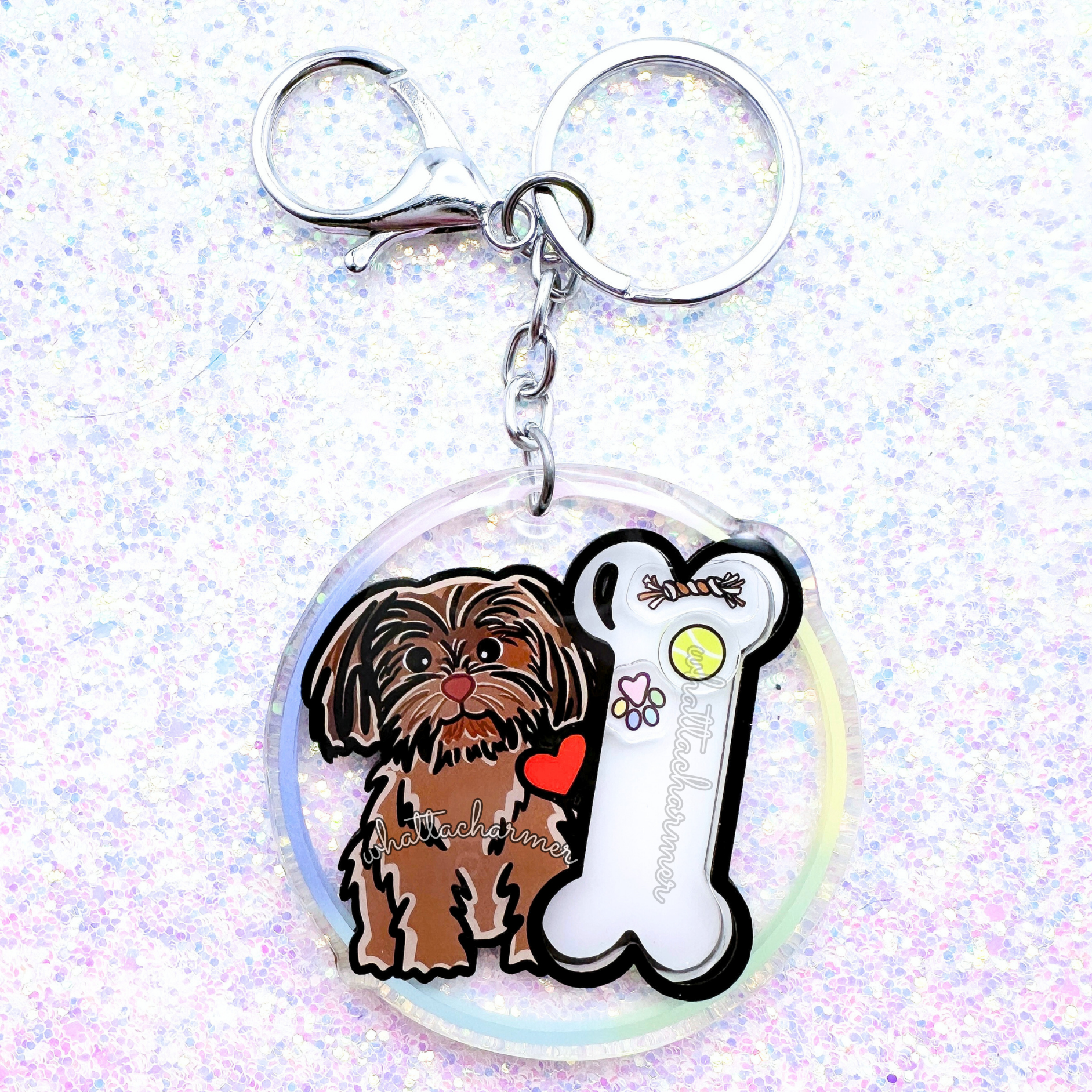 Liver Shih Tzu Keychain
