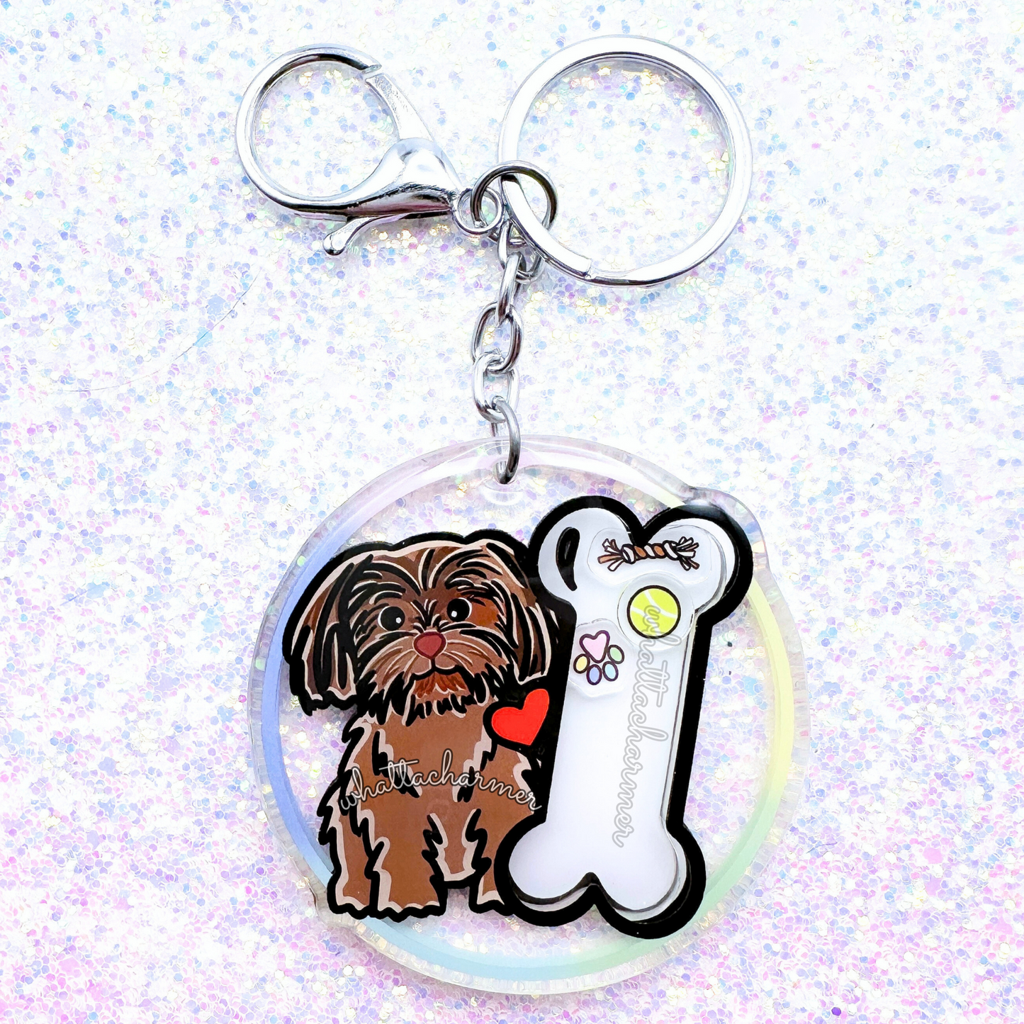 Liver Shih Tzu Shaker Keychain