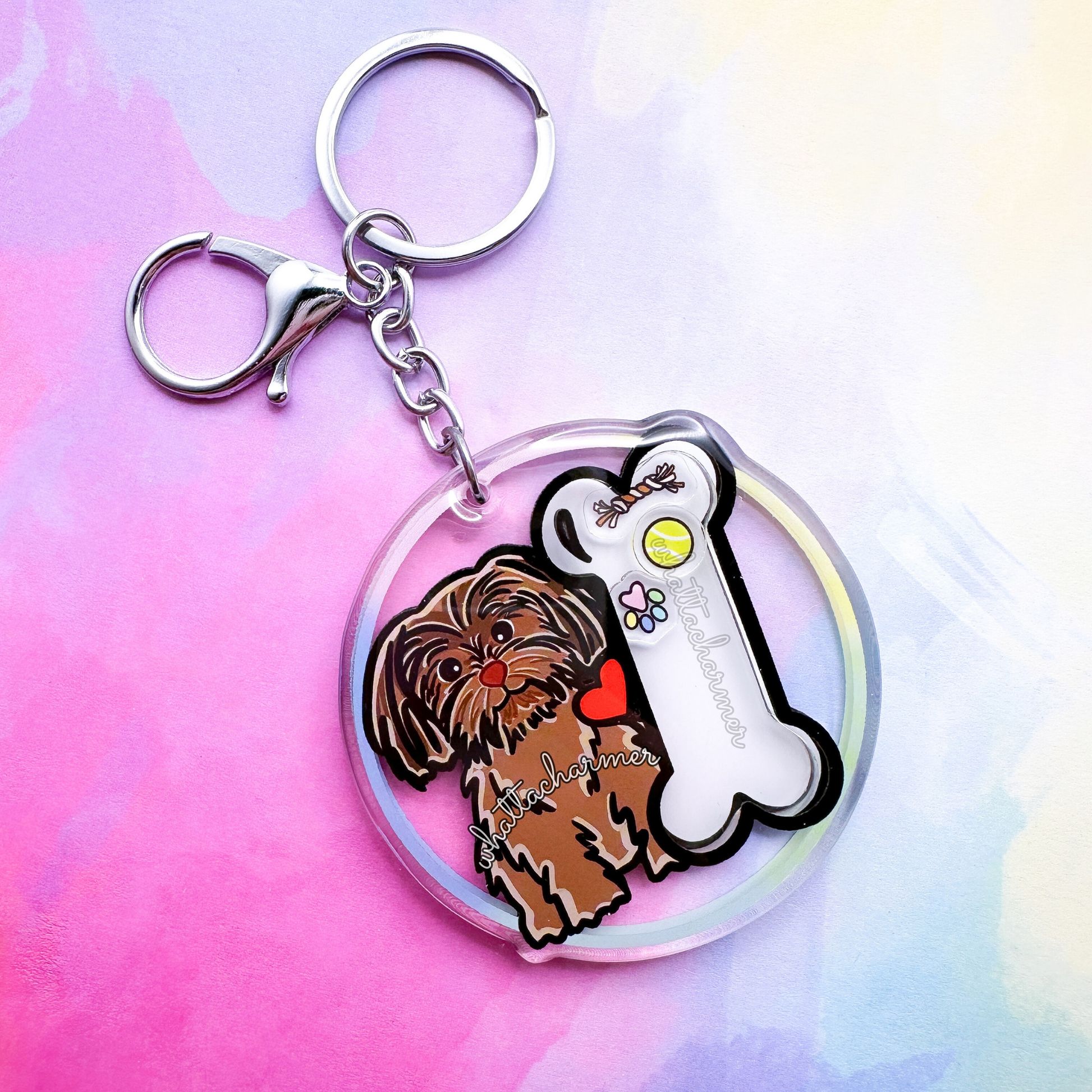 Liver Shih Tzu Keychain