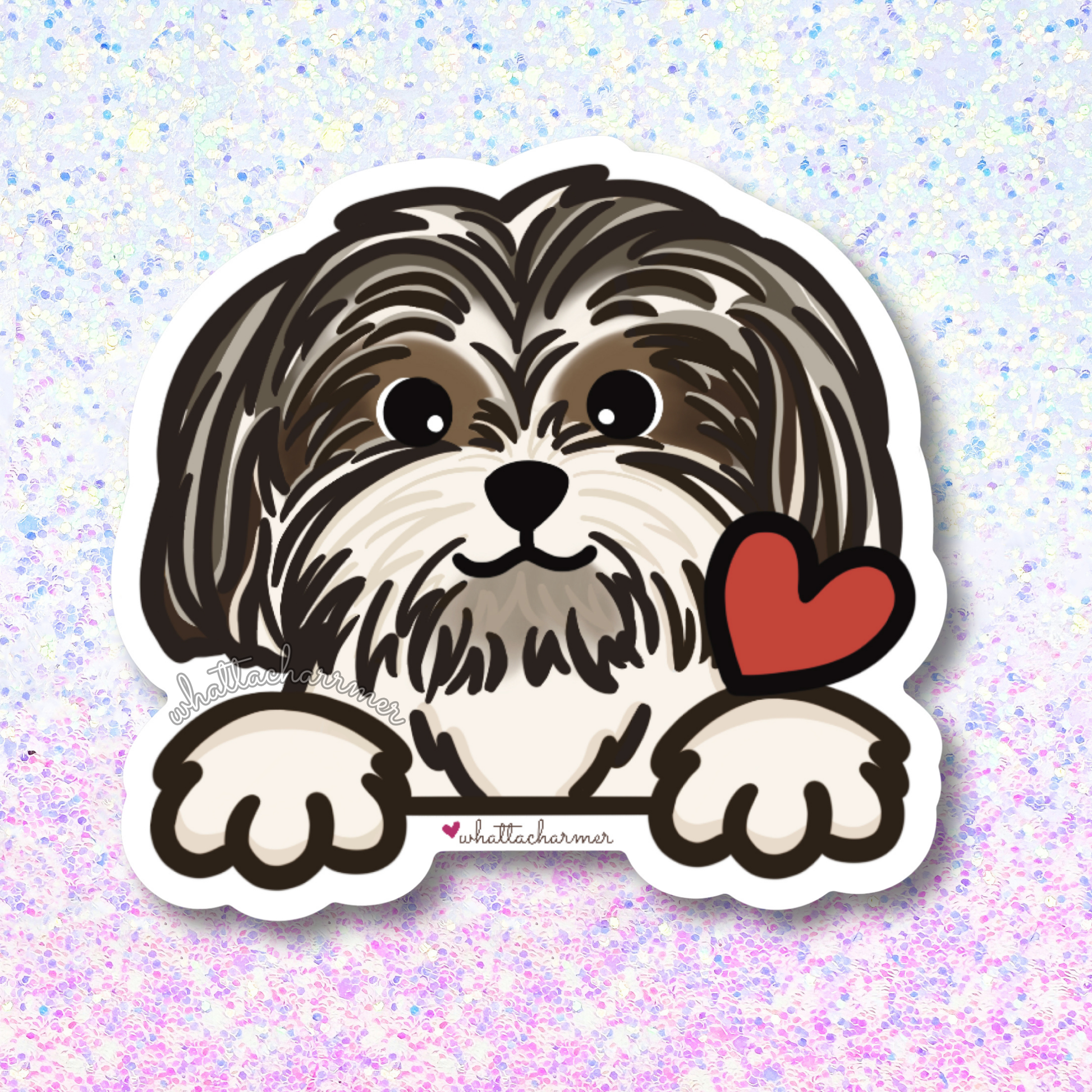 Liver and White Shih Tzu Sticker