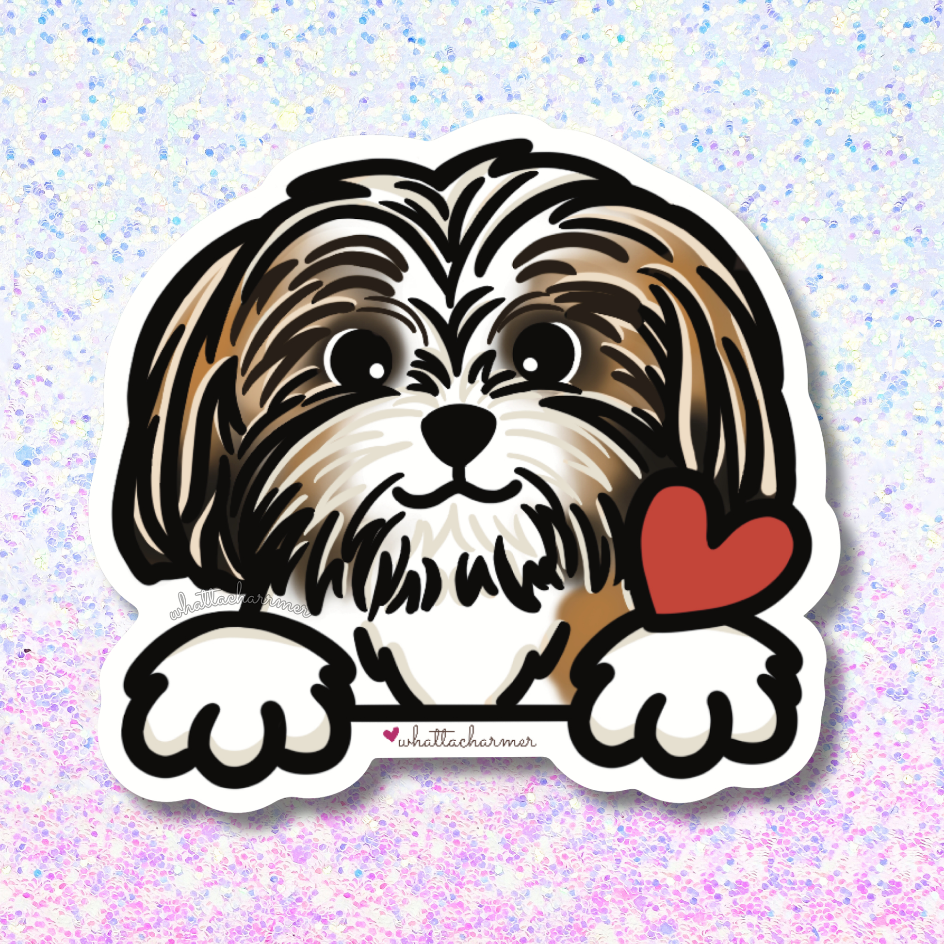 Liver and White Shih Tzu Sticker