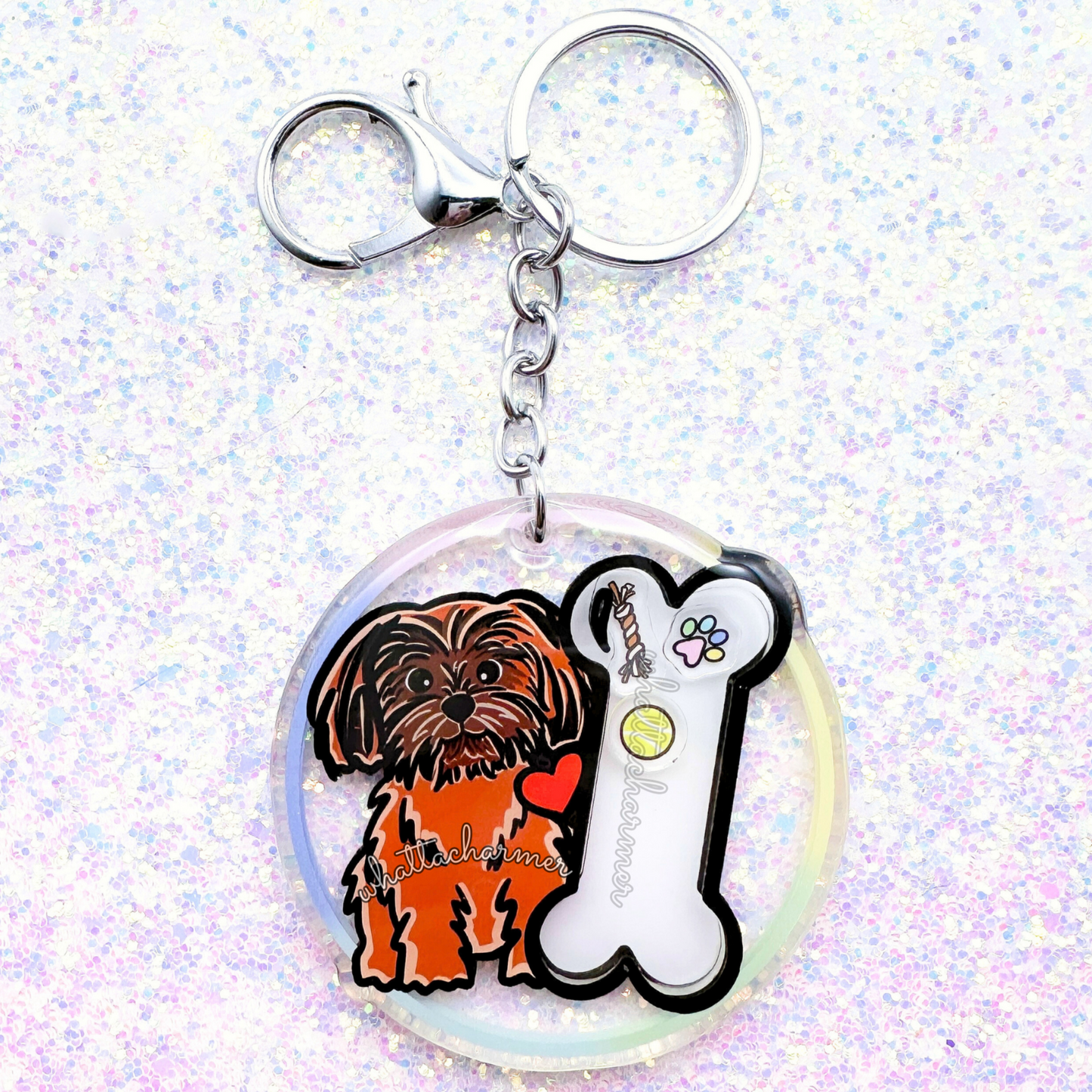 Red Shih Tzu Shaker Keychain