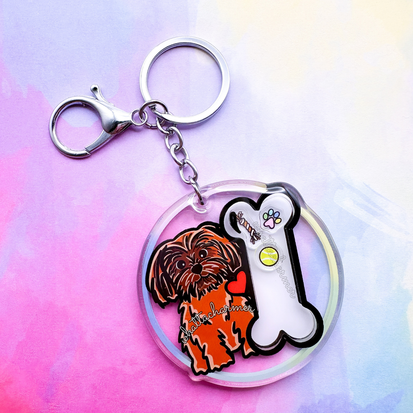 Red Shih Tzu Shaker Keychain