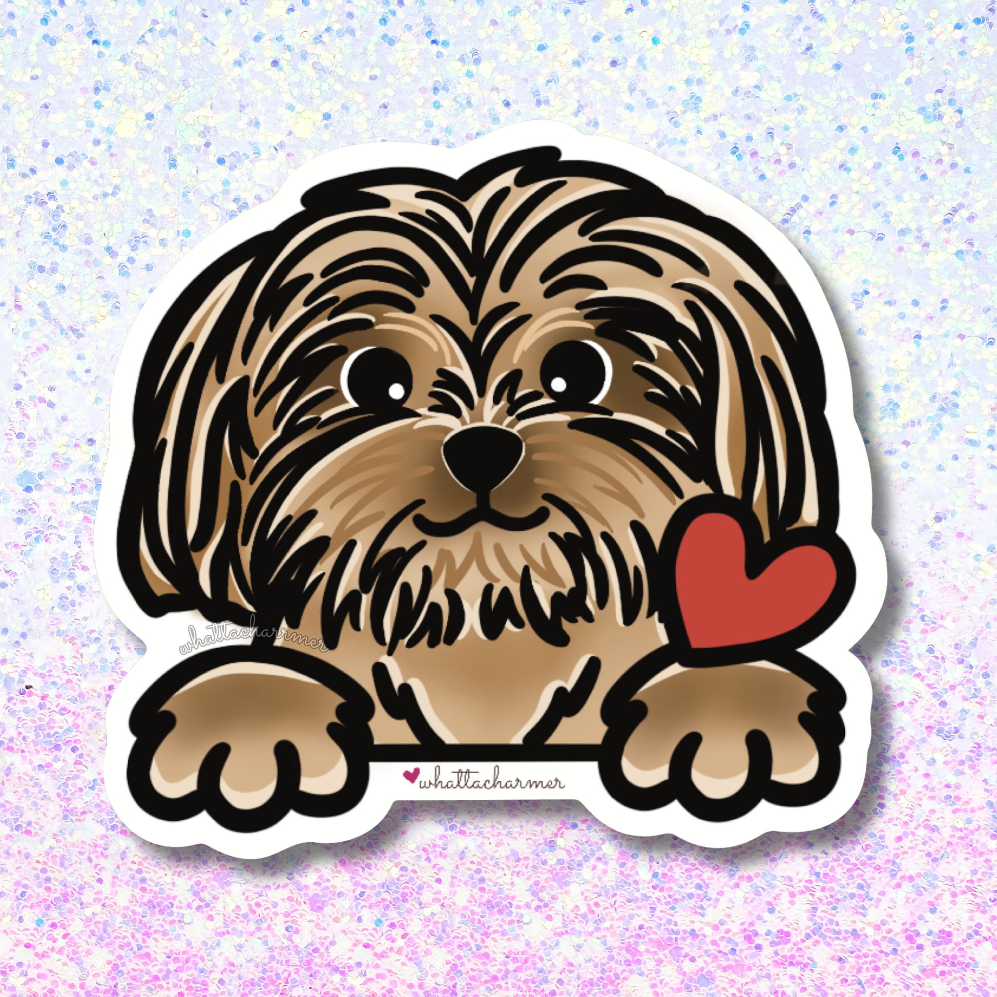 Red Shih Tzu Sticker