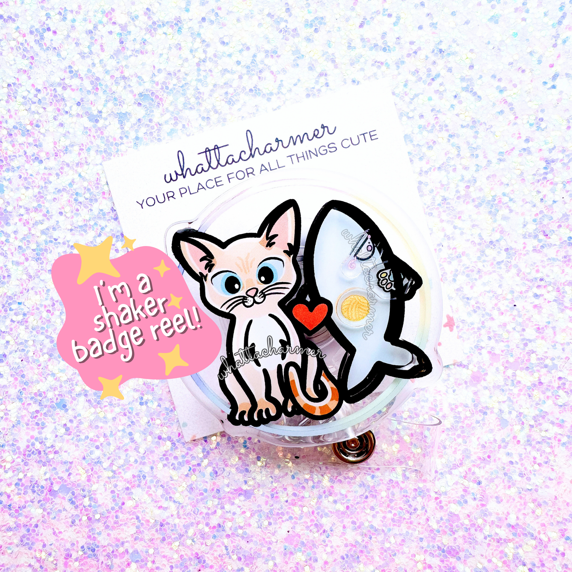 Flame Point Siamese Cat Shaker Badge Reel