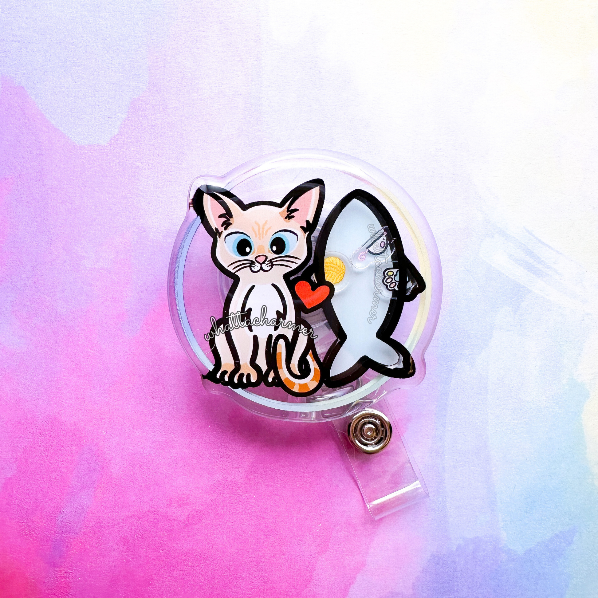 Flame Point Siamese Cat Shaker Badge Reel