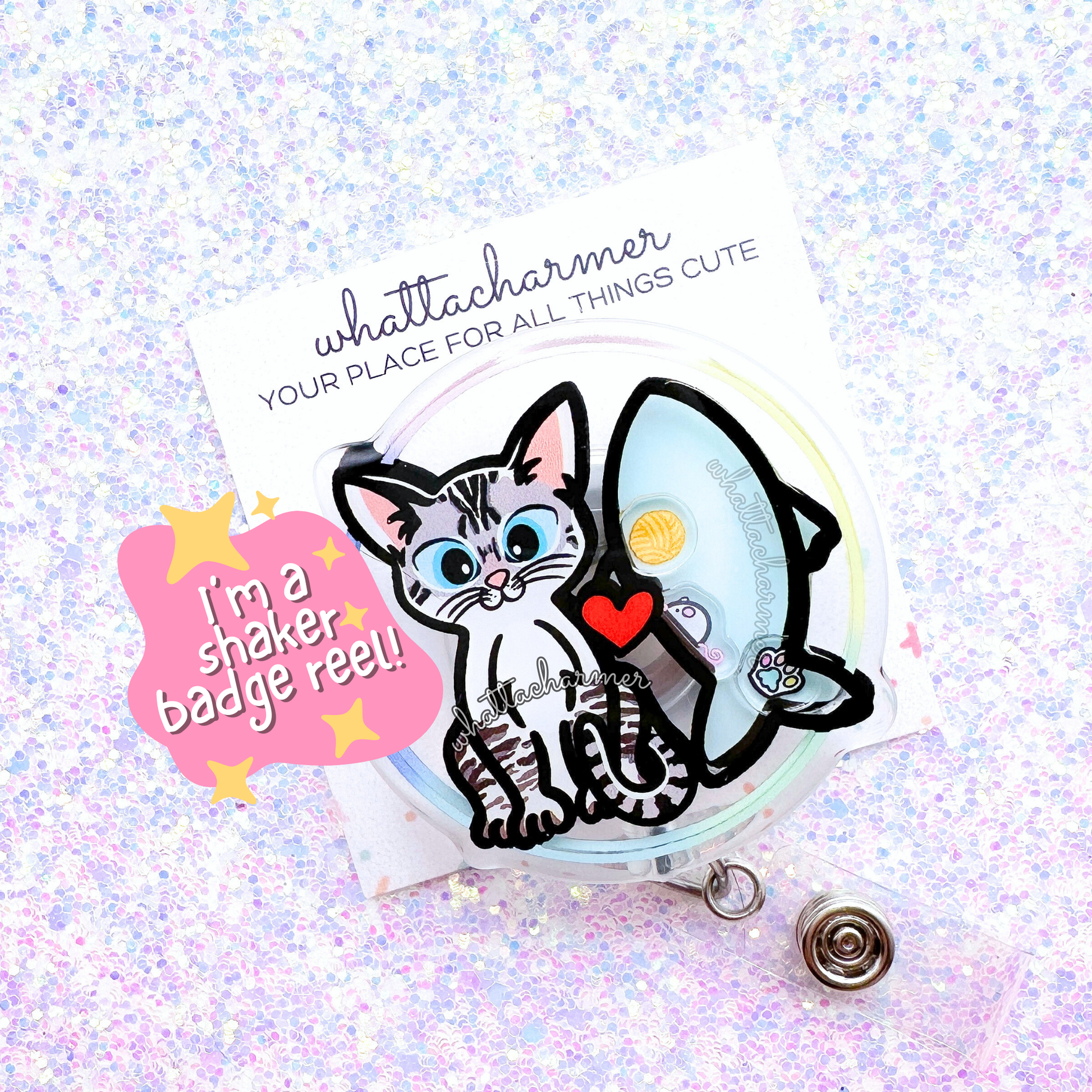 Lynx Point Siamese Cat Shaker Badge Reel