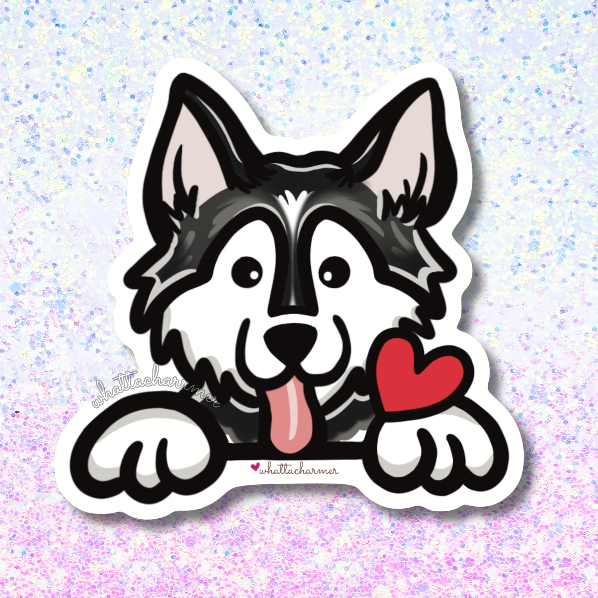 Black and White Siberian Husky Sticker V2