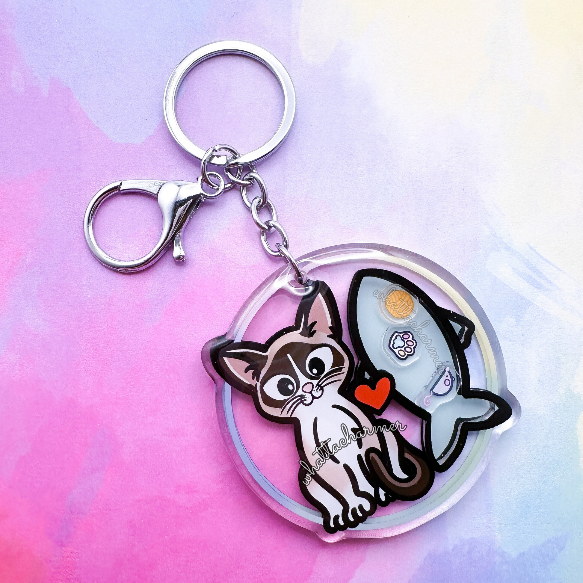 Snowshoe Cat Keychain