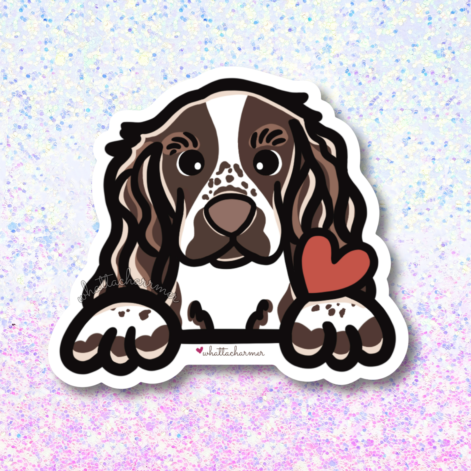 Liver and White English Springer Spaniel Sticker