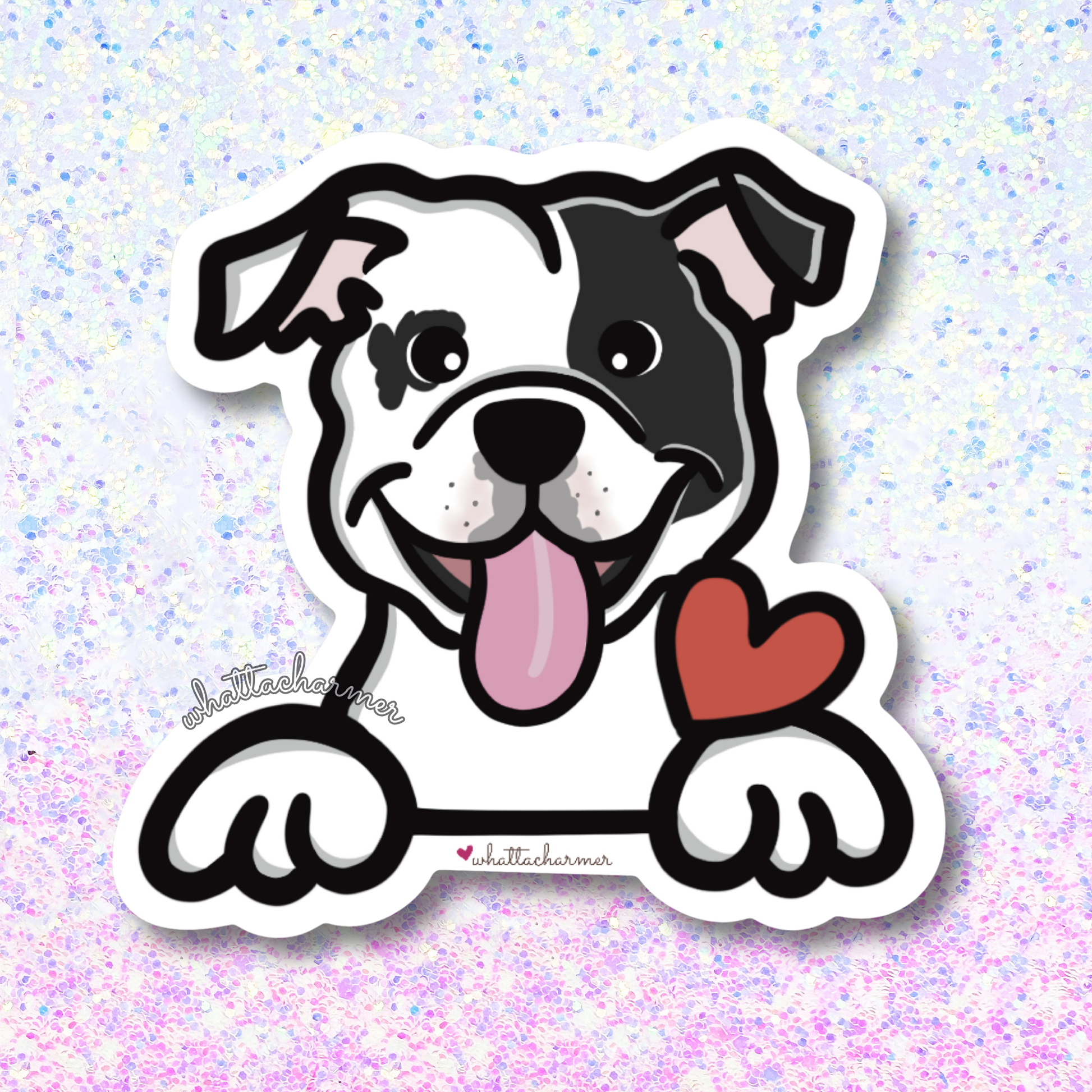 Black Pied Staffordshire Bull Terrier Sticker
