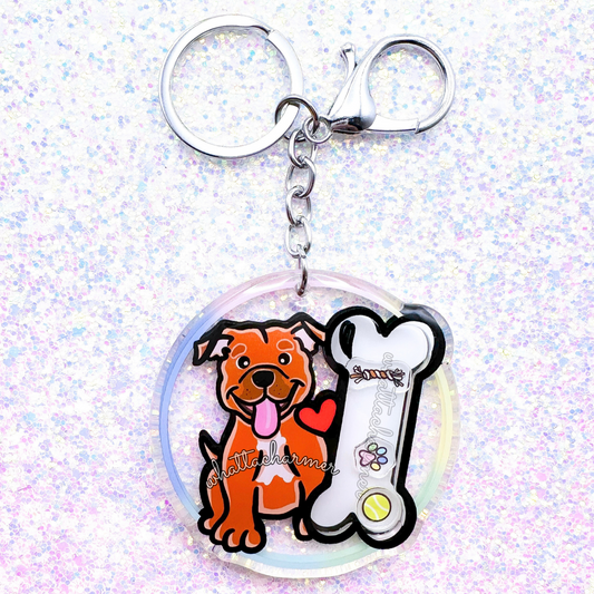 Red Staffordshire Bull Terrier Shaker Keychain