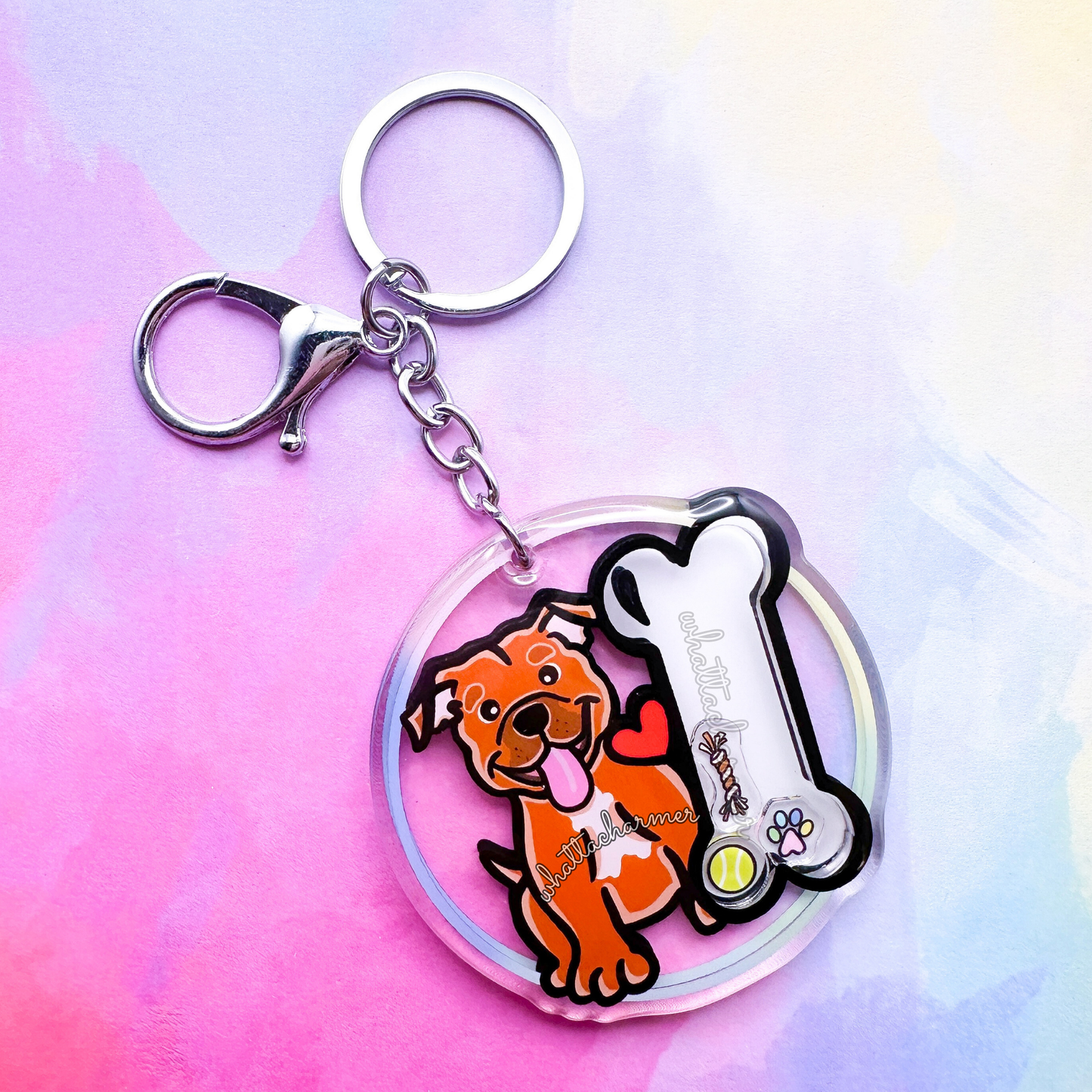 Red Staffordshire Bull Terrier Shaker Keychain