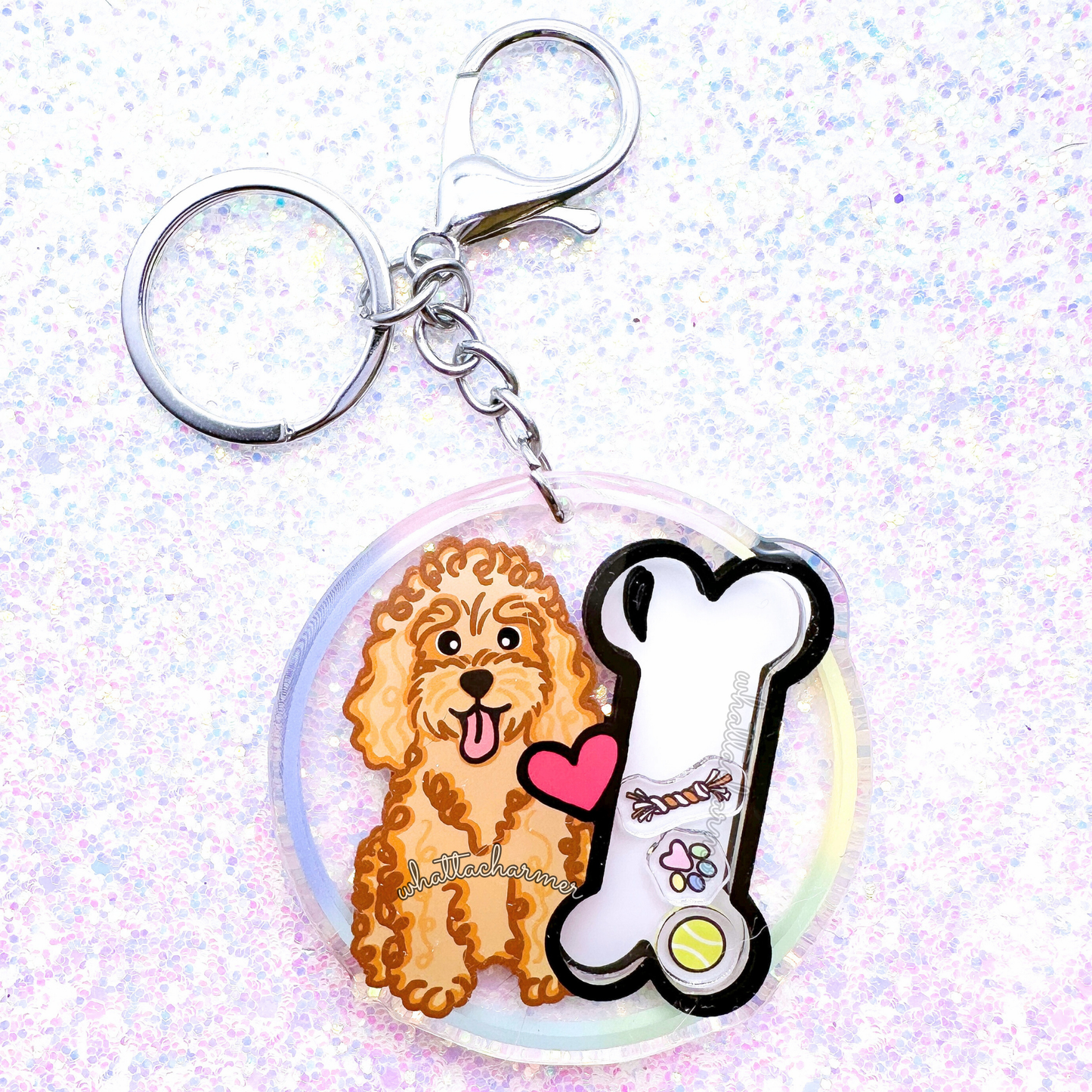 Apricot Standard Poodle Shaker Keychain