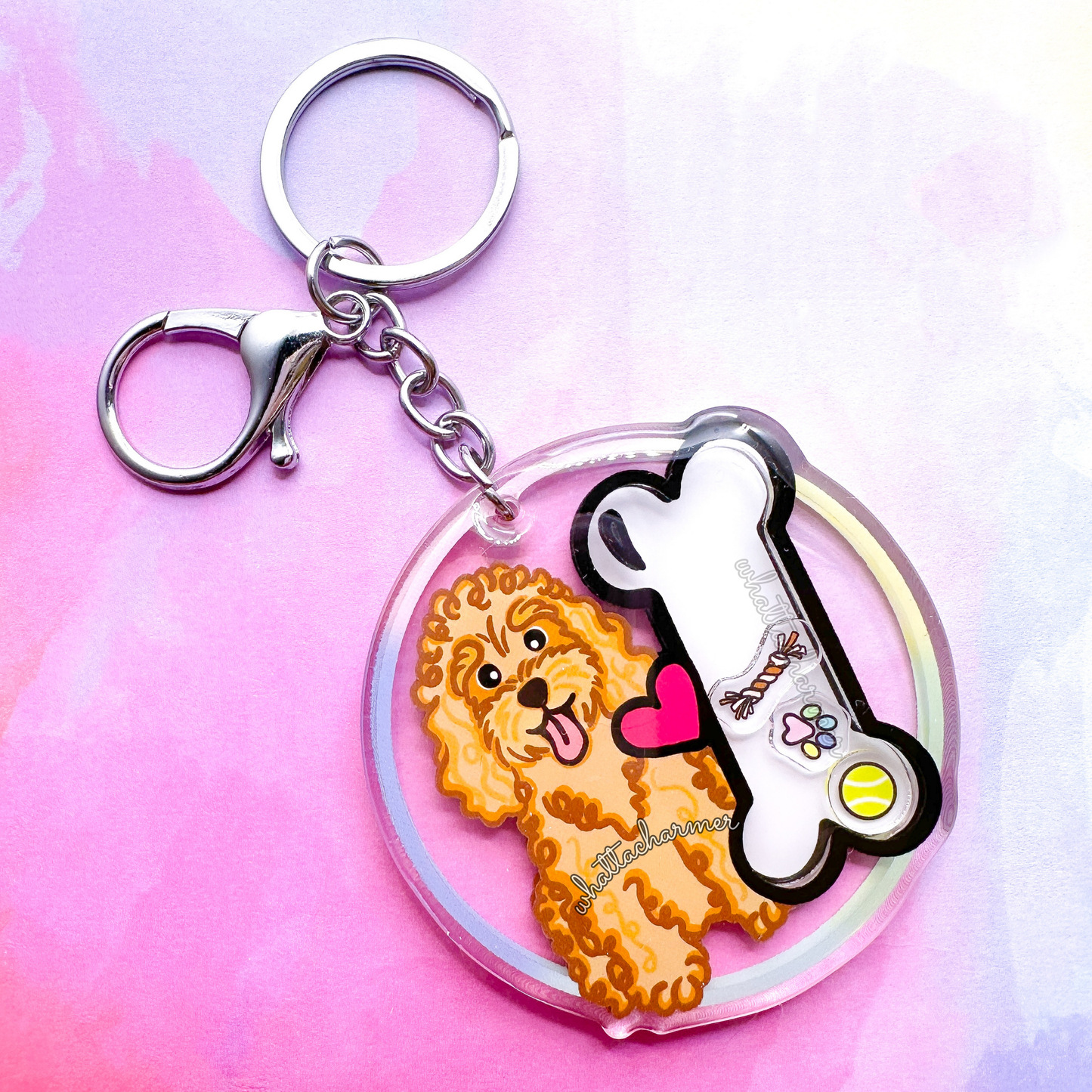 Apricot Standard Poodle Shaker Keychain