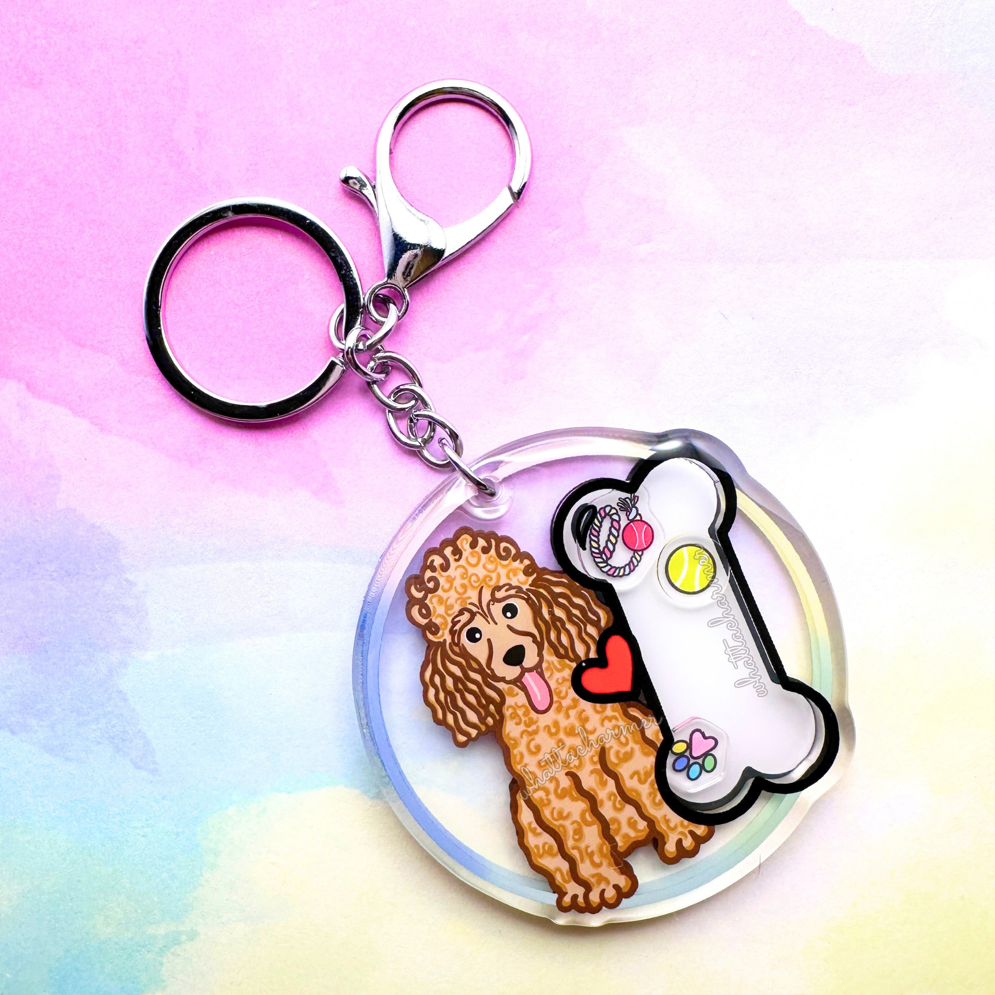 Apricot Standard Poodle Keychain