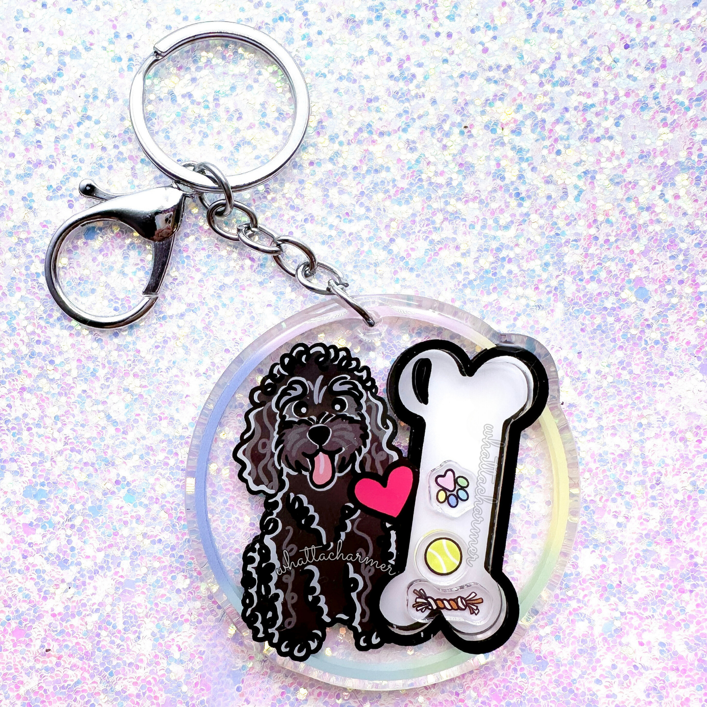 Black Standard Poodle Shaker Keychain