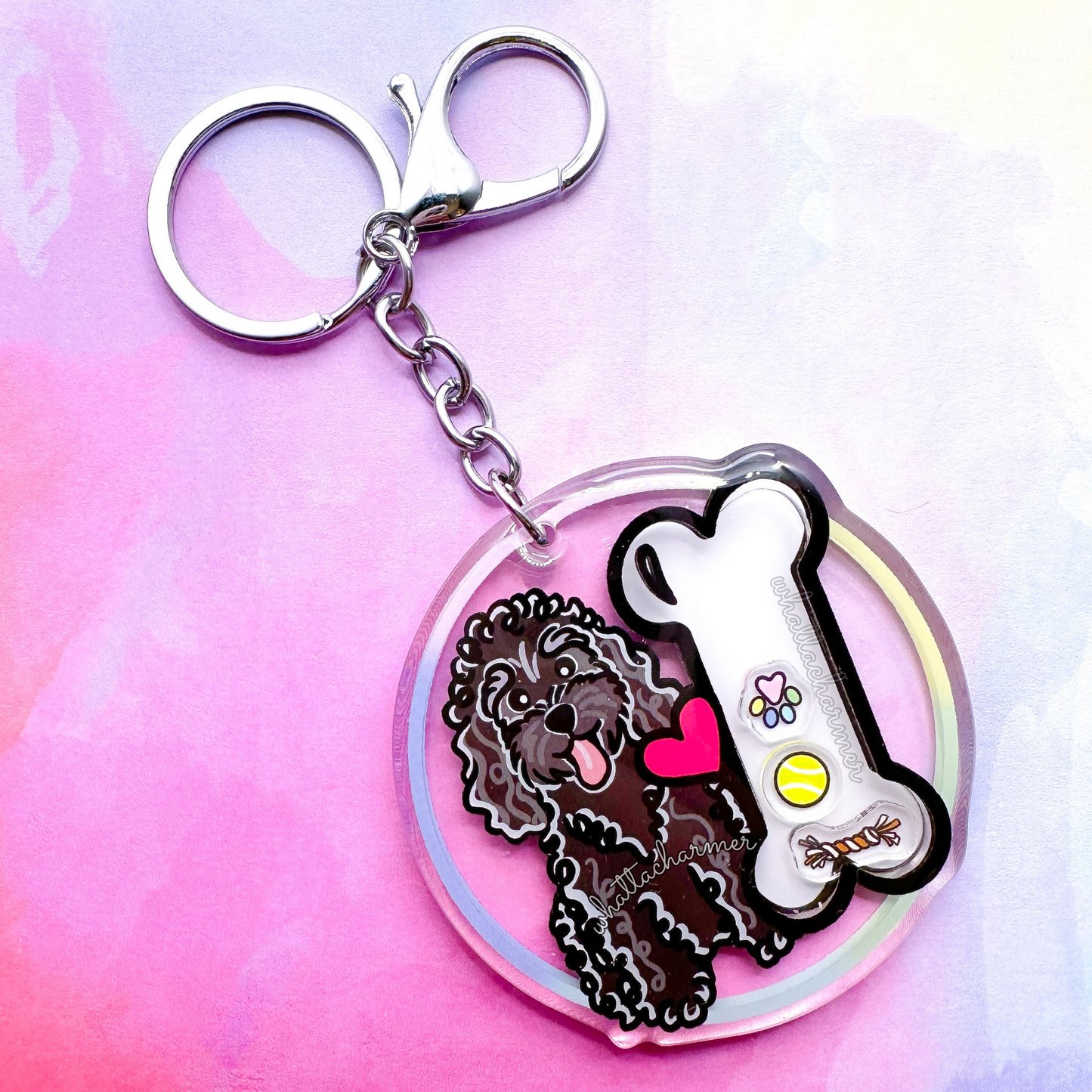 Black Standard Poodle Shaker Keychain