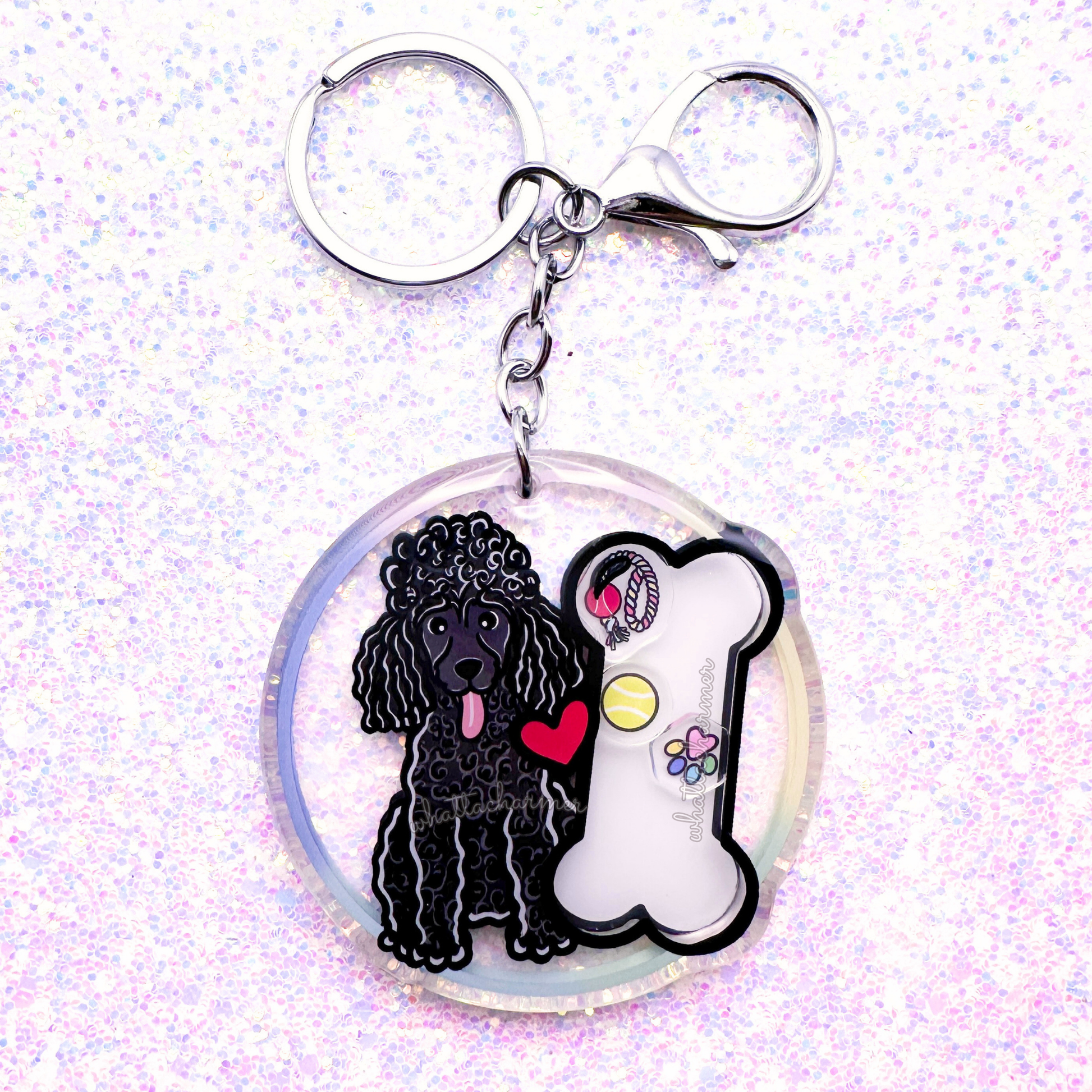 Black Standard Poodle Keychain