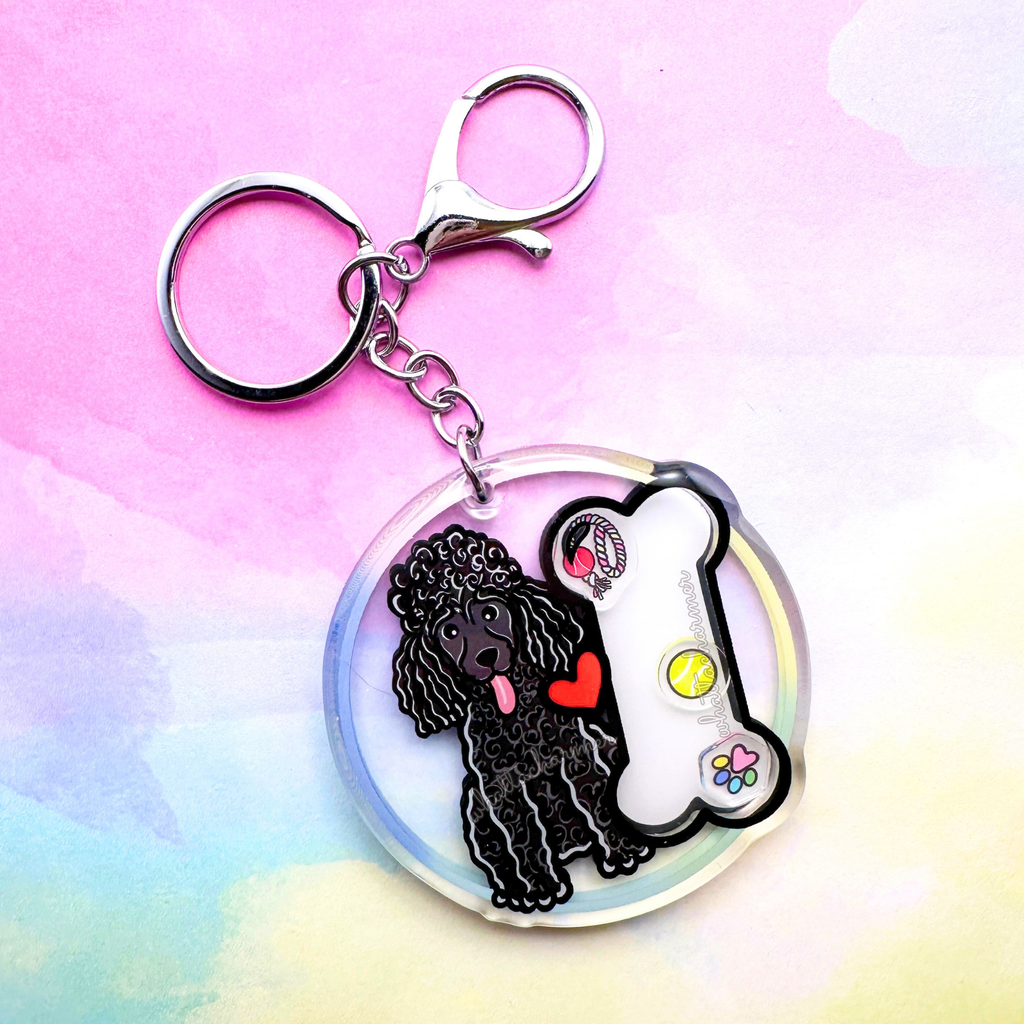 Black Standard Poodle Keychain