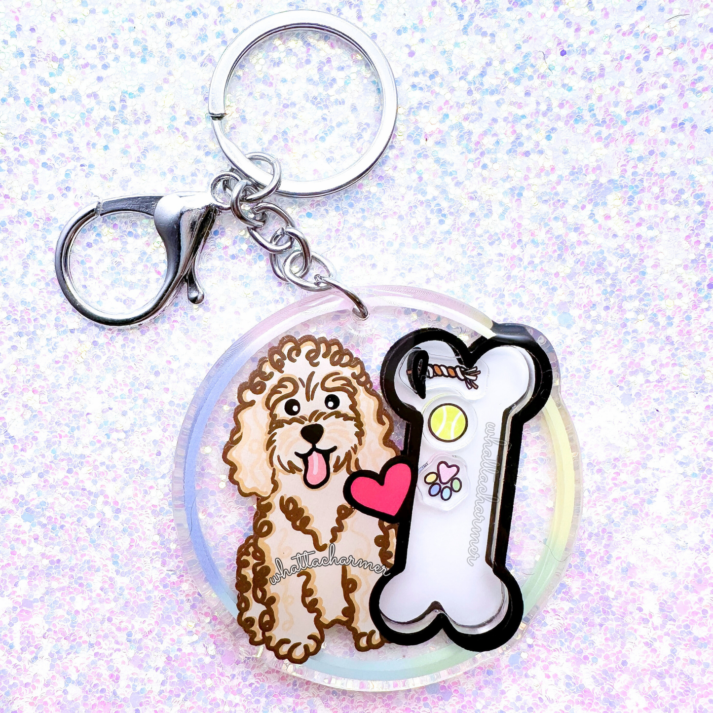 Cream Standard Poodle Shaker Keychain