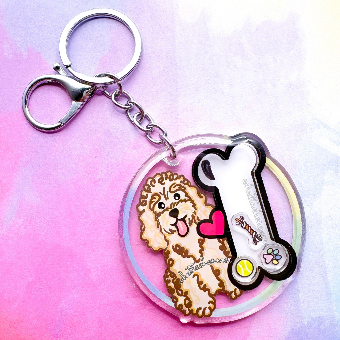 Cream Standard Poodle Shaker Keychain