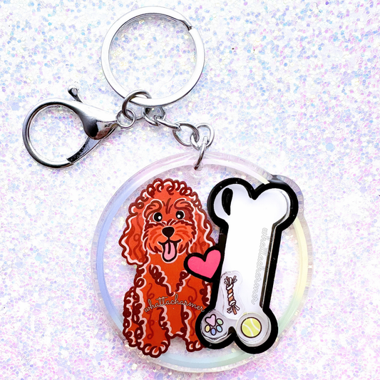 Red Standard Poodle Shaker Keychain