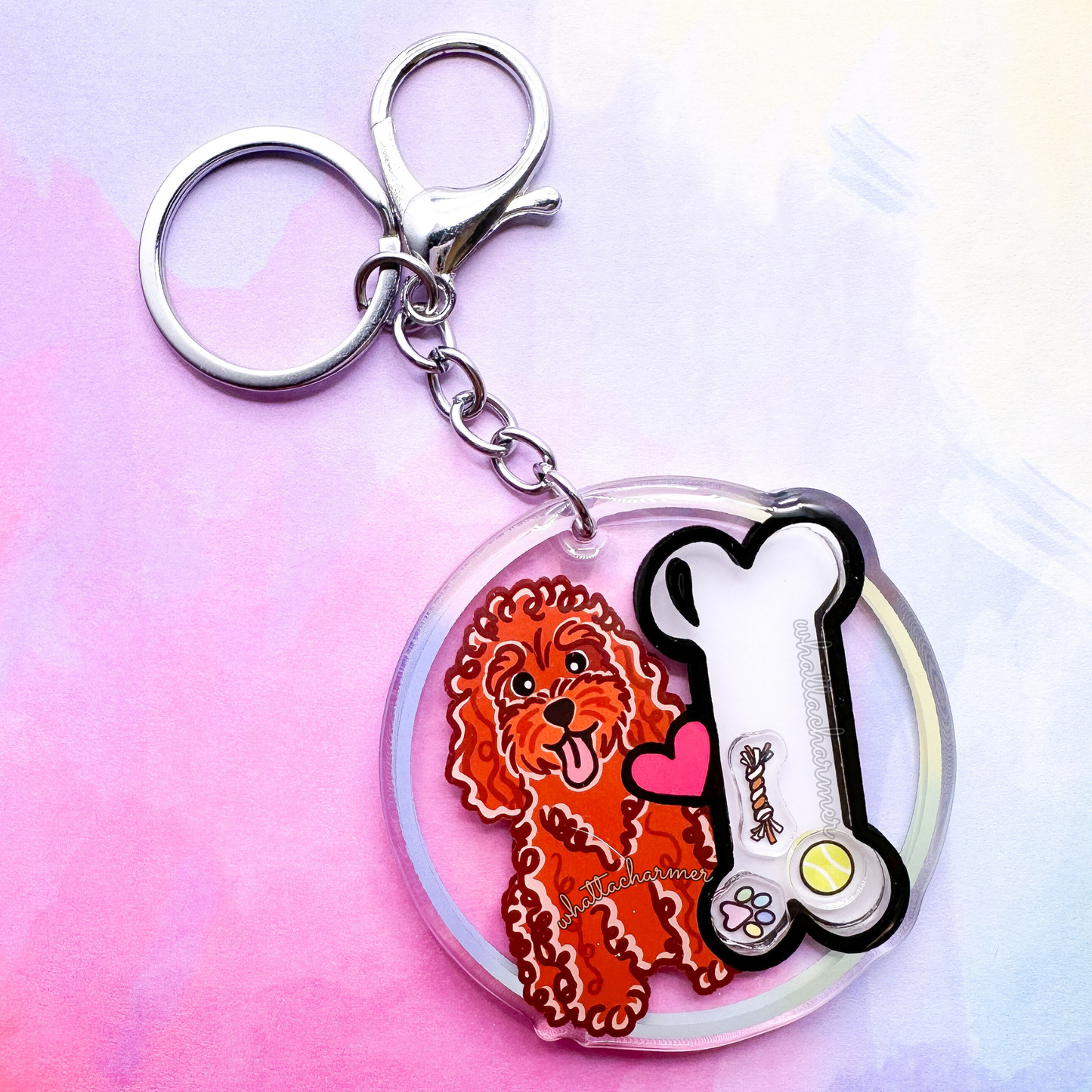 Red Standard Poodle Shaker Keychain