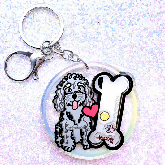 Silver Standard Poodle Shaker Keychain