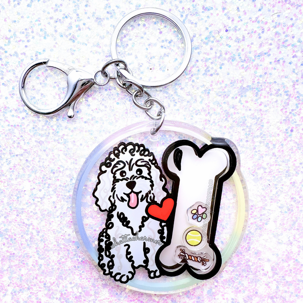 White Standard Poodle Keychain