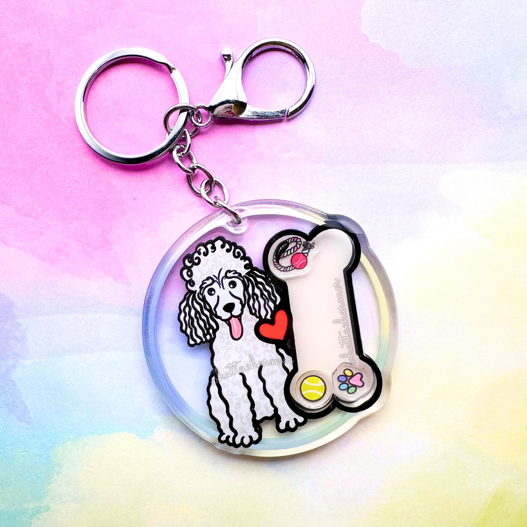 White Standard Poodle Keychain