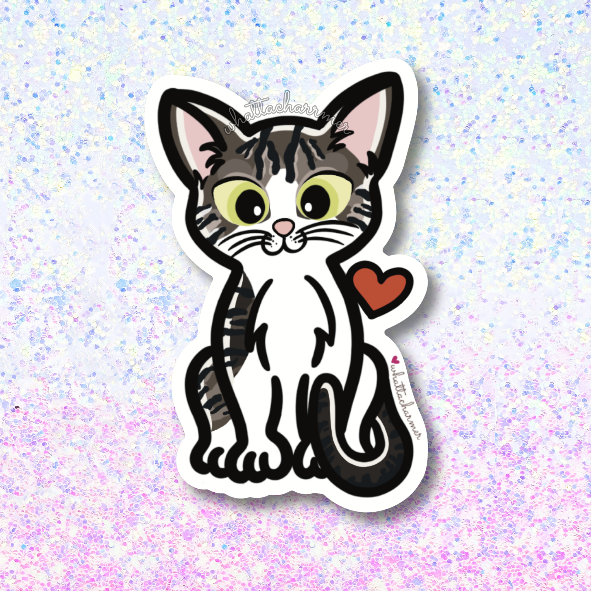 Brown Tabby and White Cat Sticker