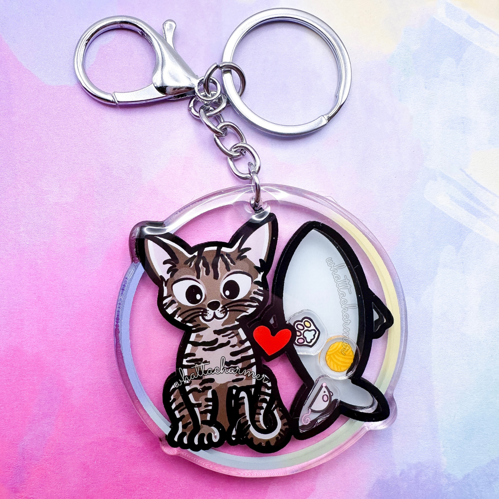 Brown Tabby Cat Keychain
