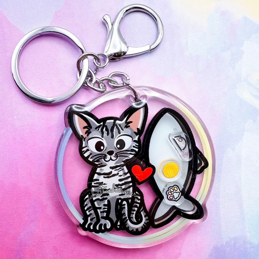 Gray Tabby Cat Keychain